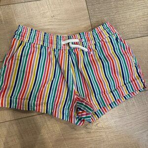 BODEN GIRLS 11Y 146CM RAINBOW STRIPE PULL ON SHORTS HEART POCKETS